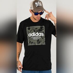 Adidas Men's Size 2XL Camo BX T Training Sports Tee Black and Olive Graphic